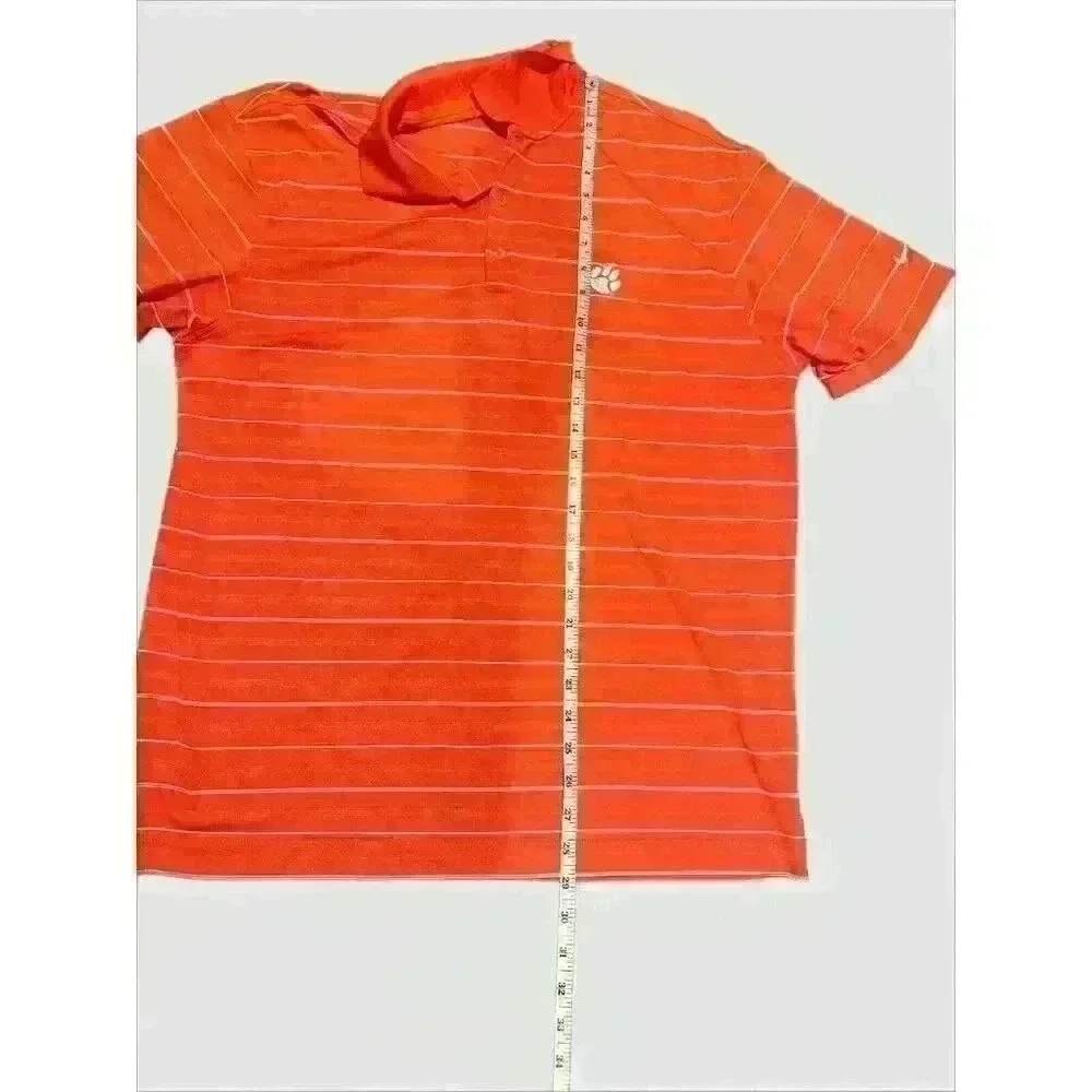 Mens Nike Clemson Tigers Golf Polo Large Dri Fit Orange stripe Paw Logo M